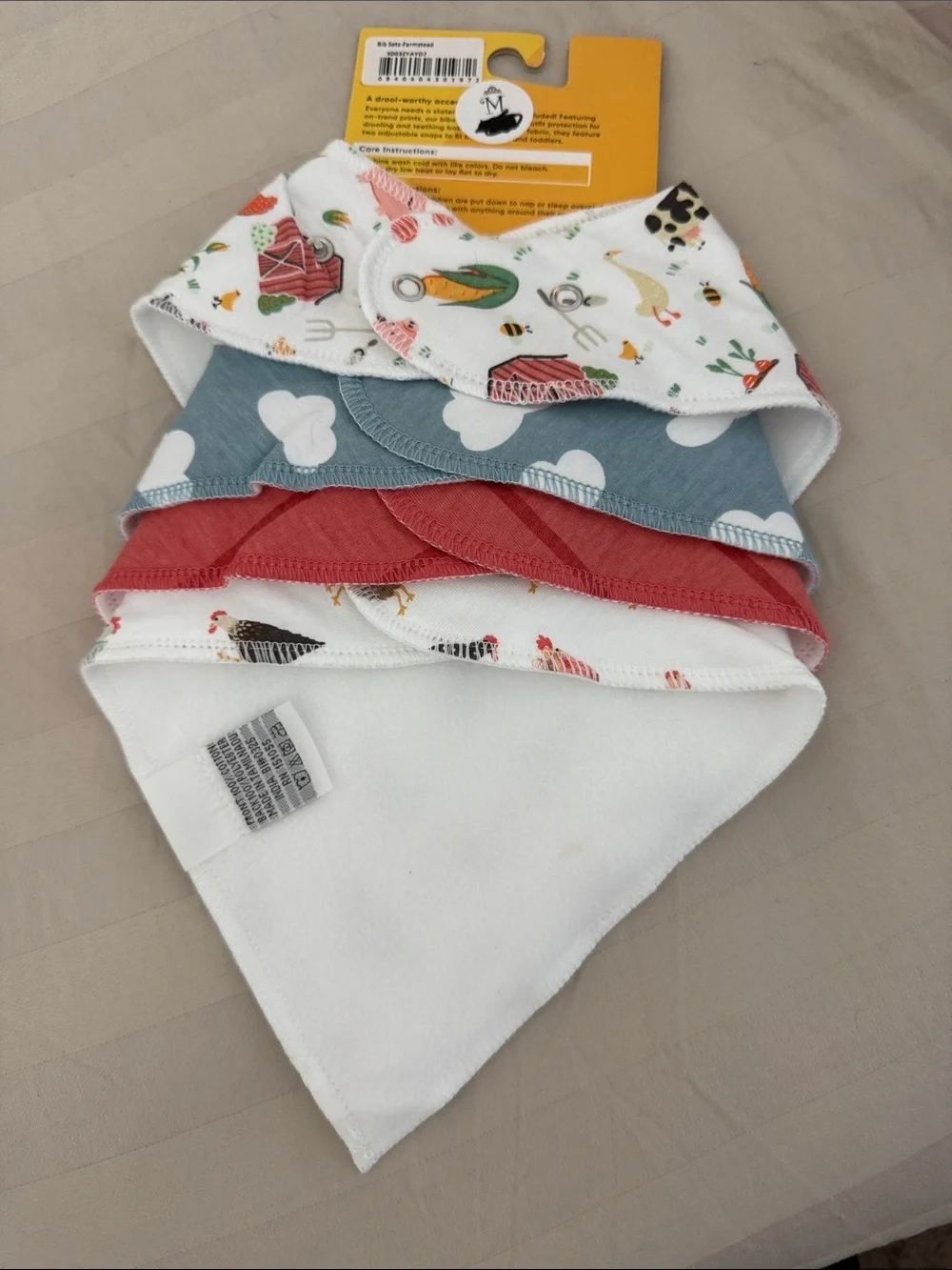 Copper Pearl Baby Bandana Bib Set in White, Blue, and Red